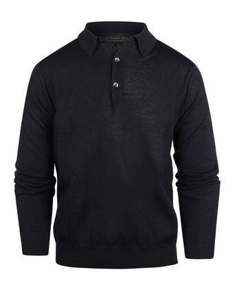 Pullover polo merino wool | Navy