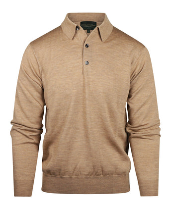 Pullover polo merino wool | Brown