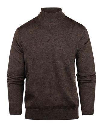 Turtle trui Merino wol | Donker Bruin