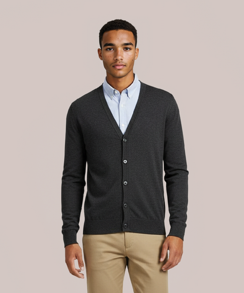 Knoop Vest fijn Merinowol | Charcoal