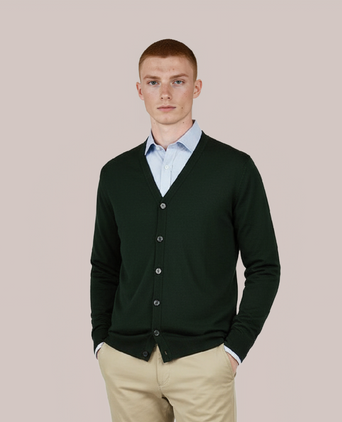 Button Vest fine Merino wool | Green