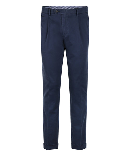 Blackpool Trousers Pleated with Turn-Up | Blue