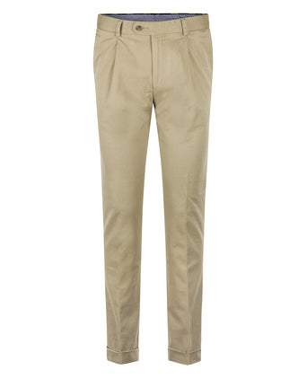 Blackpool Trousers Pleated with Turn-Up | Brown