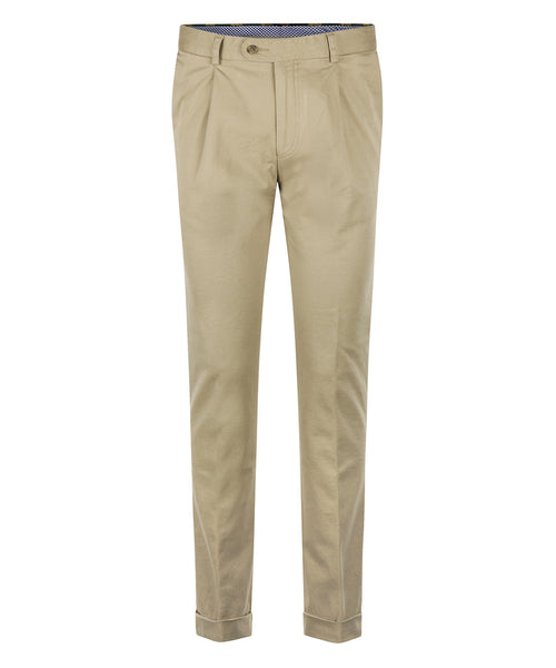 Blackpool Trousers Pleated with Turn-Up | Brown