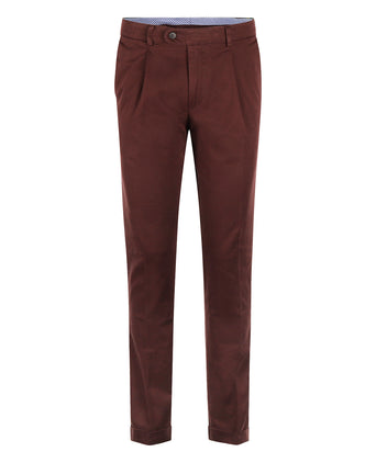 Blackpool Trousers with Pleats and Turn-Ups | Bordeaux Red