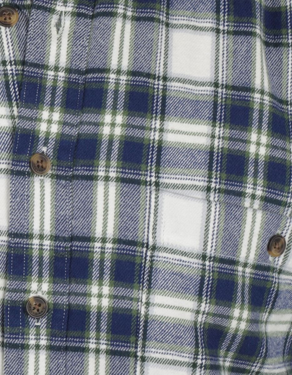 Fleece Lined Shirt | Wit/Blauwe ruit