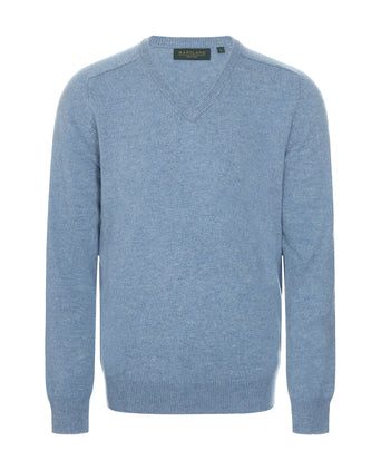 Classic Lambswool v-neck sweater | Blue