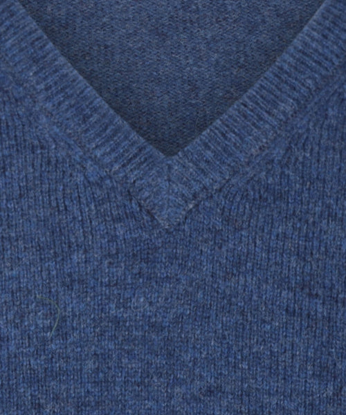 Pullover klassiek Lamswol v-hals | Blauw