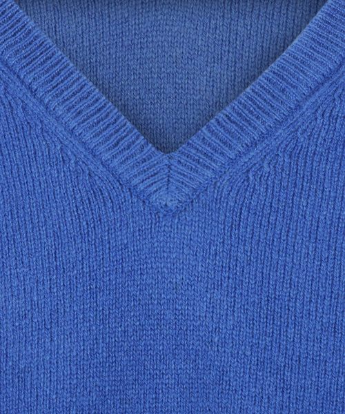 Pullover klassiek Lamswol v-hals | Blauw