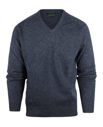 Classic Lambswool v-neck sweater | Denim Blue