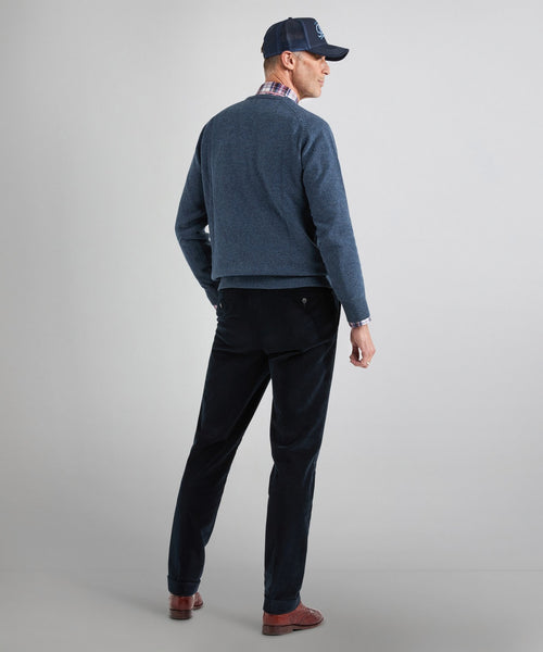 Classic Lambswool v-neck sweater | Denim Blue