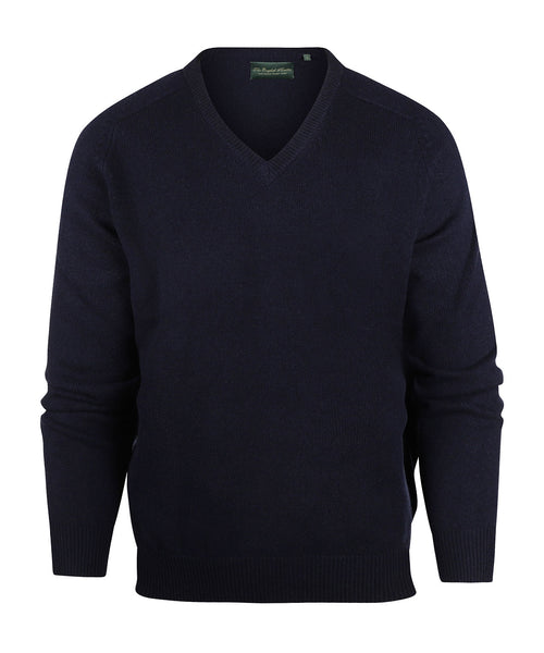 Classic Lambswool v-neck sweater | Navy Blue