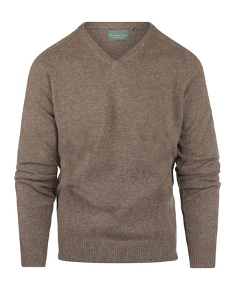 Classic Lambswool v-neck sweater | Brown