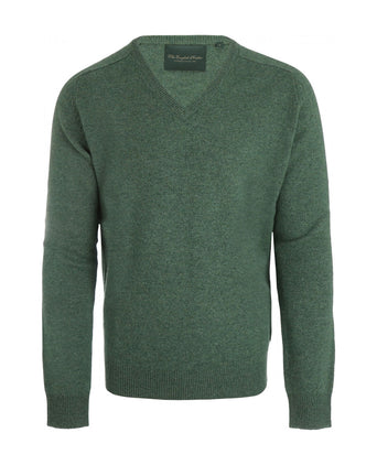 Classic Lambswool v-neck sweater | Green