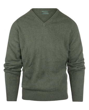Classic Lambswool v-neck sweater | Green