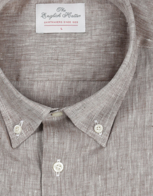 Overhemd linnen lange mouwen | Bruin