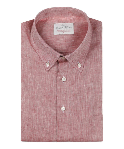 Overhemd linnen lange mouwen | Bordeaux Rood