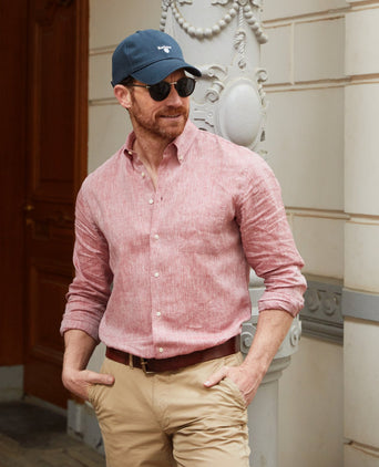 Overhemd linnen lange mouwen | Bordeaux Rood