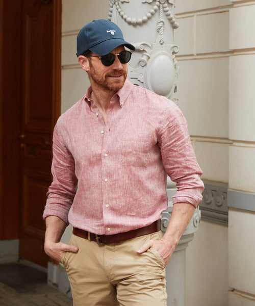 Overhemd linnen lange mouwen | Bordeaux Rood