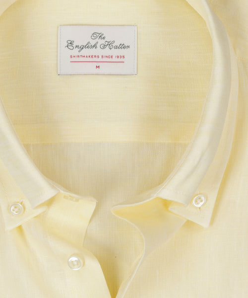 Overhemd linnen lange mouwen | Geel