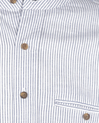 Overhemd Grandfather Shirt linnen | Blauw
