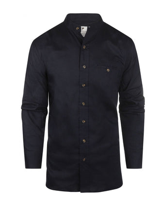 Shirt Grandfather Shirt linen | Navy Blue