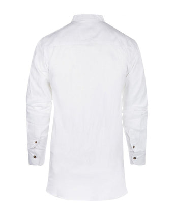 Overhemd Grandfather Shirt linnen | Wit