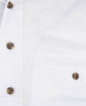 Overhemd Grandfather Shirt linnen | Wit