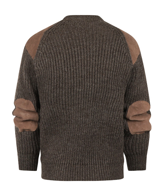 Swaledale Wollpullover mit Rundhalsausschnitt | Braun