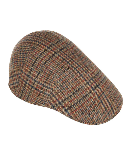 Wollen Soft Cap | Roodbruin Blauw Ruit