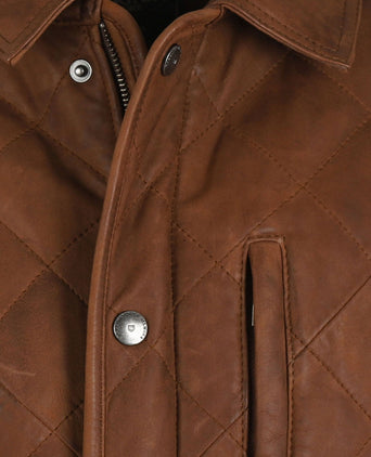 Quilted Jacket Leather | Brown