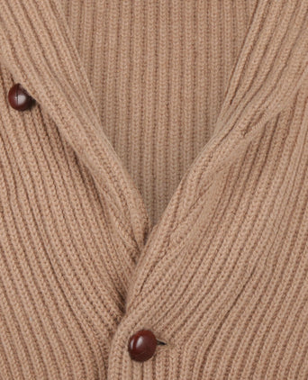 William Lockie Knotted Vest Shawl Collar | Camel