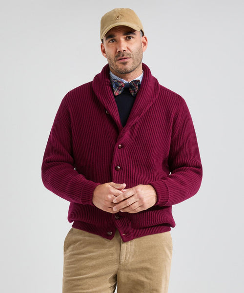 William Lockie Knotted Vest Shawl Collar | Bordeaux