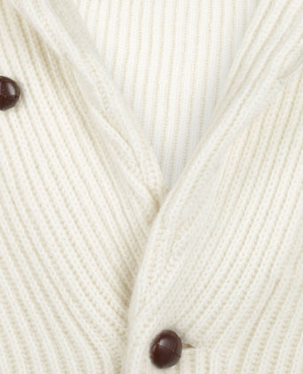 William Lockie Knotted Vest Shawl Collar | Ecru