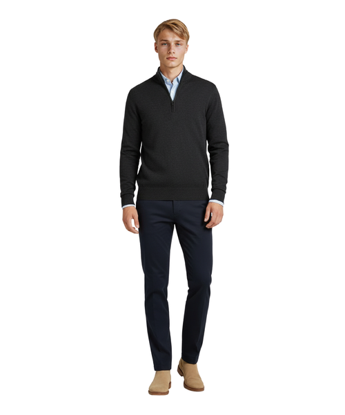 Pullover Merinowol ritskraag | Charcoal