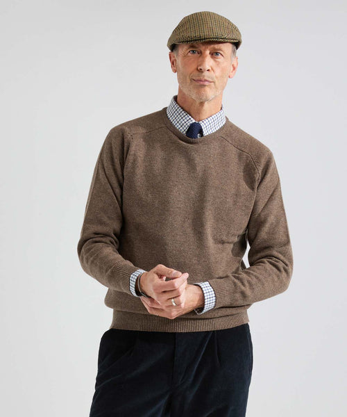 Pullover Lambswool round neck | Brown