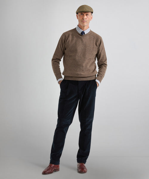 Pullover Lambswool round neck | Brown