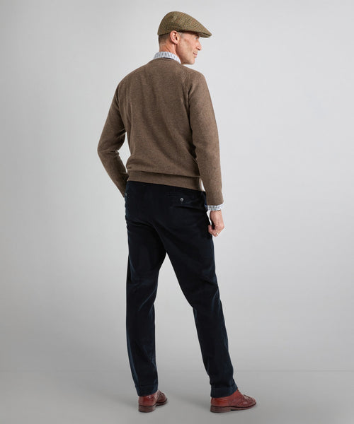 Pullover Lambswool round neck | Brown