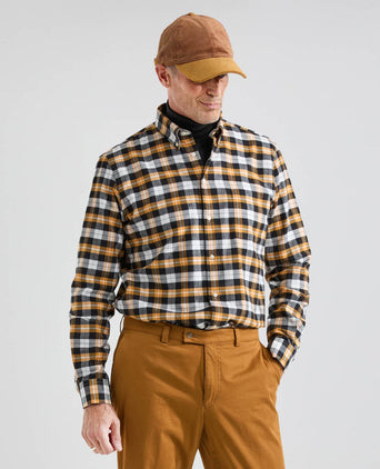 Cotton Shirt Button Down Regular Fit | Brown