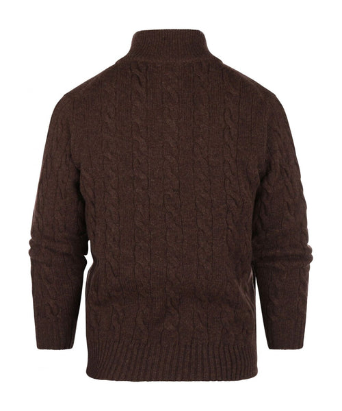 William Lockie Cable Cardigan with Zip | Brown