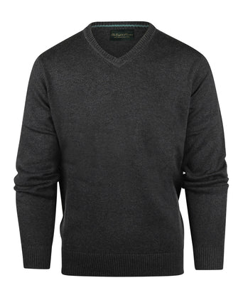 Cotton v-neck sweater | Anthracite Grey