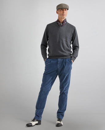 Cotton v-neck sweater | Anthracite Grey