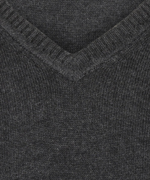 Cotton v-neck sweater | Anthracite Grey
