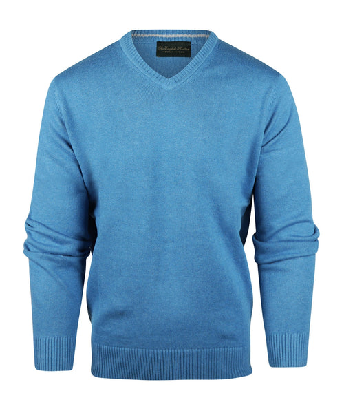 Cotton v-neck sweater | Blue