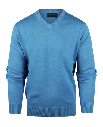 Pullover katoen v-hals | Blauw