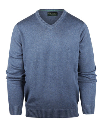 Cotton v-neck sweater | Blue