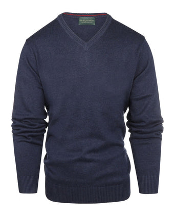 Pullover katoen v-hals | Navy Blauw