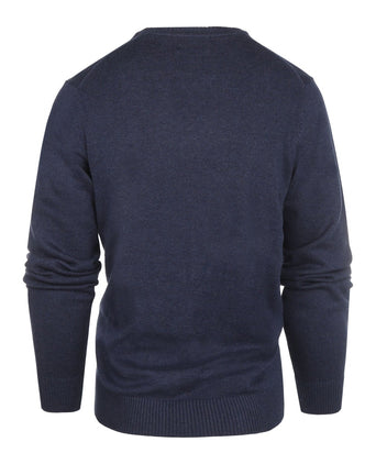 Pullover katoen v-hals | Navy Blauw