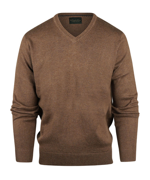 Cotton v-neck sweater | Brown