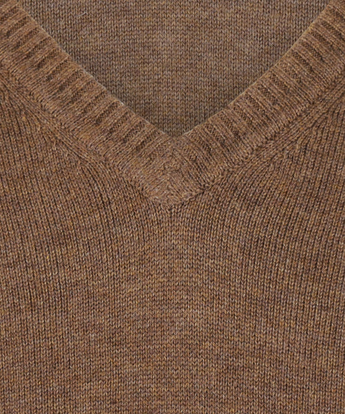Cotton v-neck sweater | Brown